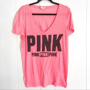 VS PINK Graphic Logo Pink Tee Large